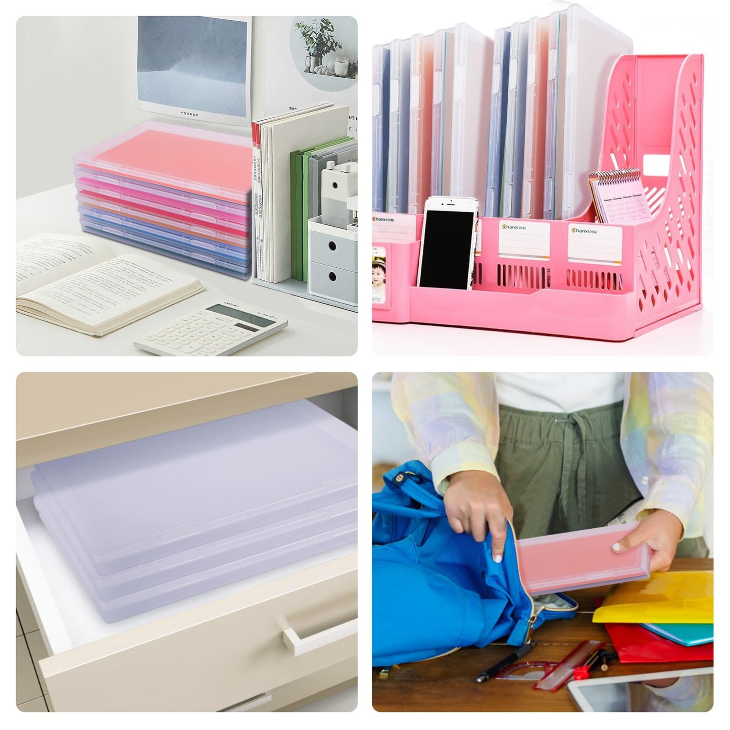 FAAYUCK 6 Pack Photo Storage Box, Fits 8" x 10" Photo, Large Plastic Scrapbook Paper Storage with Snap-Tight Latch, Photo Organizer for Protecting Photos, Crafts, Scrapbooks, Office Supplies, A4 Files