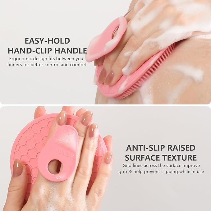Silicone Body Scrubber 4 Pack, BEAUTAIL Shower Bath Scrubber, Gentle Exfoliating Brush for Women Men Sensitive Skin, More Hygienic Than Traditional Loofah, Long Lasting (Black+Blue+Pink+Green)