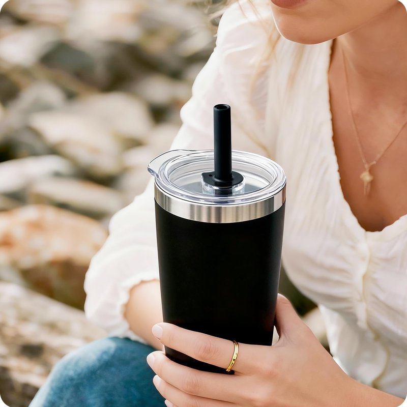 Prurex 20 oz Straw Lid - Replacement Leak - Proof Cover for 3.2 - inch Press - Fit Cup Mouths of Brands: TEEZWONDER, LEIOH, VIWIS, SUNWILL, NewEleven, MJZAKEFR, AXIARA, Niduilef, SANDJEST (Black)