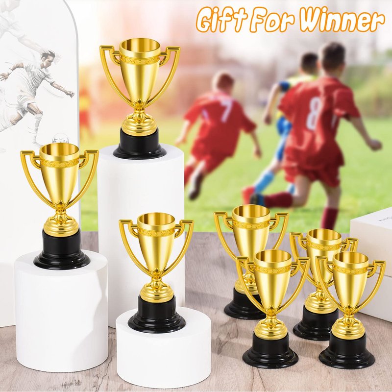 HFAYDZSW 48Pcs Mini Trophies, Plastic Trophies for Kids, Golden Award Trophy Cups for Classroom School Rewards, Sports Tournament Winning Prizes Party Favor