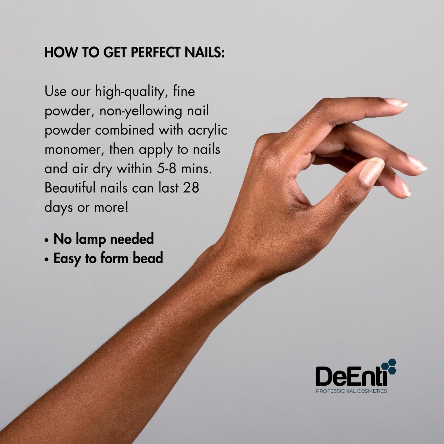 DeEnti Acrylic Nail Powder - 2oz Dark Nude|Professional Grade, Bubble-Free Acrylic Powder for Nails | Long-Lasting, Chip-Resistant Nail Acrylic Powder for Carving, Extensions & Fake Nails