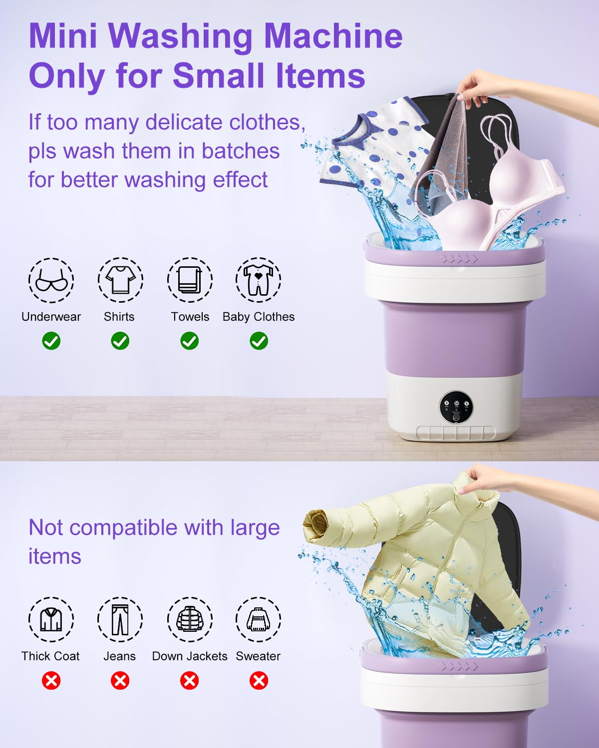 15L Portable Washing Machine, Foldable Small Washer with Spin Basket Laundry Machine, 3 Cleaning Modes Suitable for Underwear Baby Small Clothes, Foldable Design Ideal for Hotel Camping Apartment Home