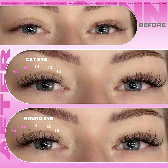 EEFOFNN Self Adhesive Eyelashes Natural Self Adhesive Lash Clusters Wispy Press on Lashes 10-16mm Pre Glued Eyelash Clusters Glueless Individual Lashes No Glue Cluster Eyelash Extensions (No Tweezers)