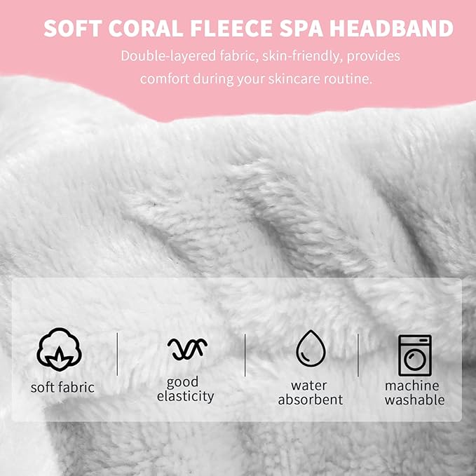 WSYUB Spa Headband, Makeup, Fluffy Makeup Headbands, Slumber Party Supplies, Facial Headbands Headband for Washing Face, Bow Hair Band