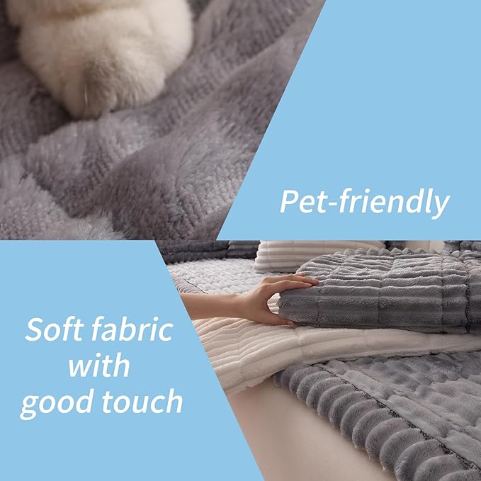 Couch Cover for Dogs Washable,Non Slip Fuzzy Durable Couch Covers for 3 Cushion Sofa Pet Friendly Sofa Cover Dog Thick Soft Slipcovers Protector Couches Mat Bed (Light Grey,27.6" x 59"/70 x 150cm)