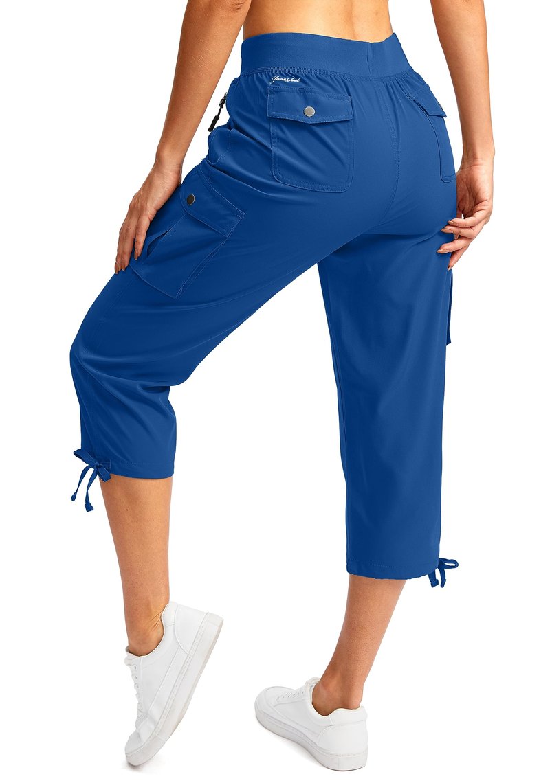 Soothfeel Women's Cargo Capris Pants with 6 Pockets Lightweight Quick Dry Travel Hiking Summer Pants for Women Casual (Royal Blue, M)