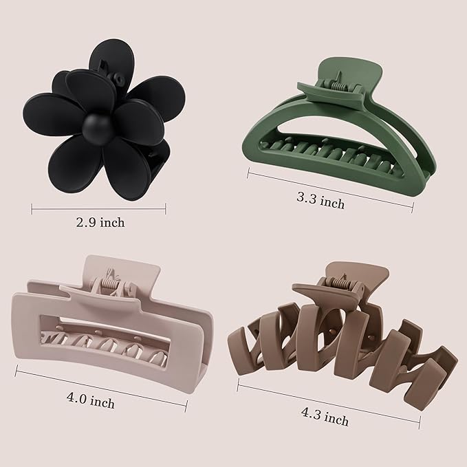 8PCS Hair Clips for Women, Flower Claw Clips for Thick Hair, Non-Slip Hair Accessories with Multi-Styles, Different Color Hair Claw Clips and Variety Pack, Ideal for Girls