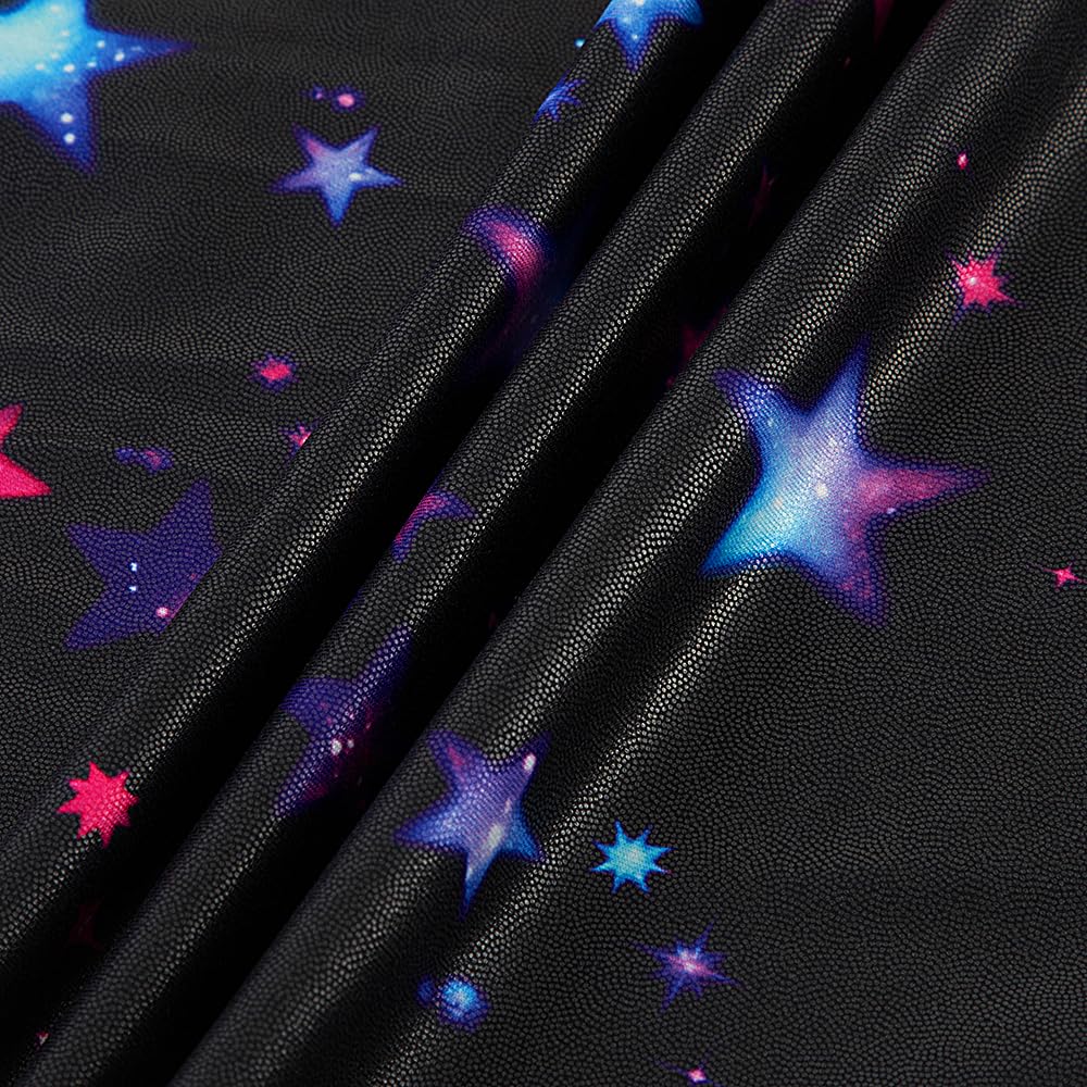 Gymnastics Leotards for Girls Toddler Dance Tumbling Outfits 4t 5t Kids Sleeveless Biketard with Shorts Sparkly Black Stars Dancwear Unitards Clothes Bodysuit (Black Stars, 4-5T)