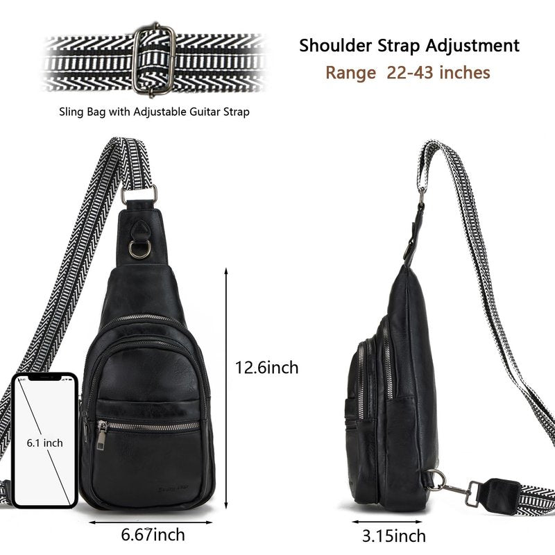 Seoky Rop Crossbody Bag for Women Small Sling Bag Leather Shoulder Cross Body Bag for Travel Black