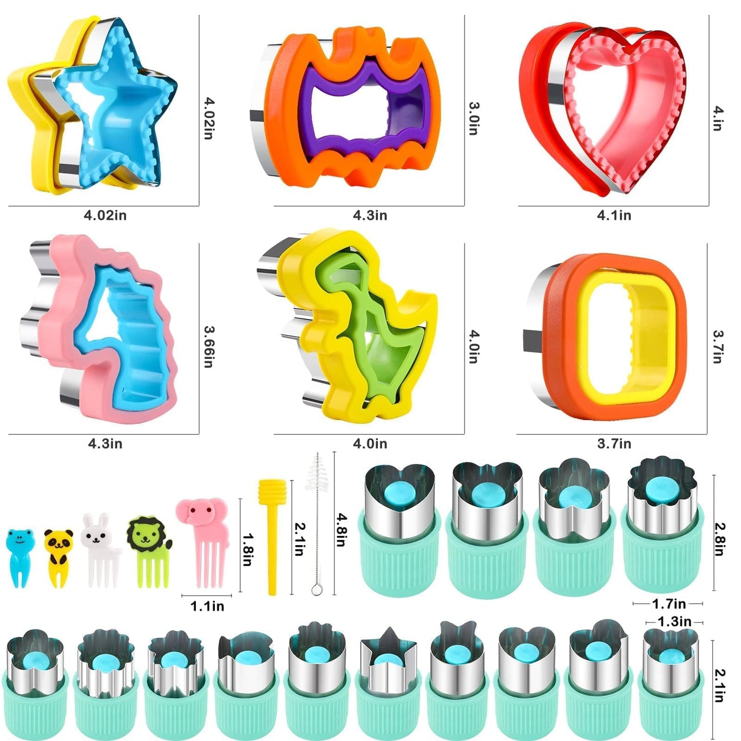 32PCS Sandwich Cutter and Sealer Set Sandwich Cutter for Kids, Vegetable Fruit Cutter Shapes with Food Picks for Kids School Lunch Bento Box Accessories Cookie Cutters