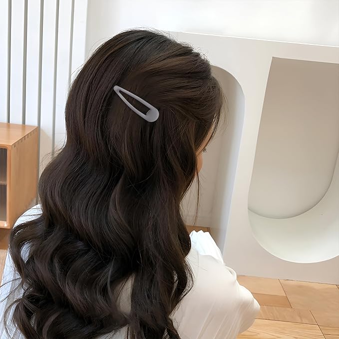 Small Hair Barrettes For Women No Slip Metal Snap Clips For Thin And Fine Hair,Matte Black Gray White,20 PCS,1.97 x 0.5 Inch.