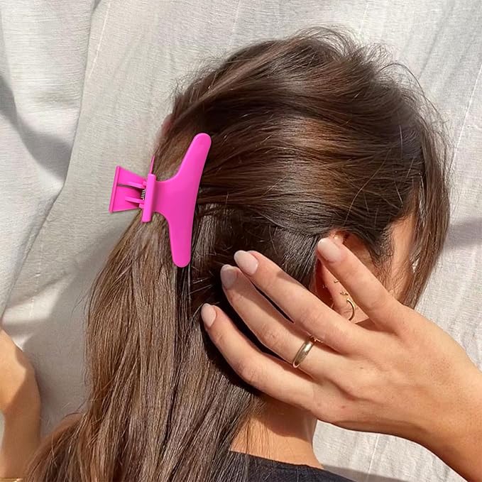 Ondder Purple Hot Pink Butterfly Hair Claw Clips for Styling & Sectioning - Pro Clamp Clips for Makeup, Cutting & Coloring - Hair Accessories for Women & Girls