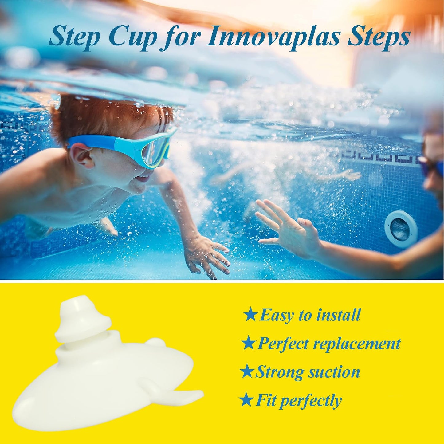 KACOMACO Pool Step Suction Cups Replacement for Innova Plas Ladder Above Ground Steps 4Pcs