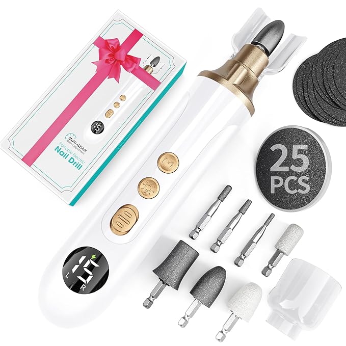 Professional Manicure Pedicure Kit, Electric Nail File Set,15 Speeds Hand Foot Care Tool for Nail Grind Trim Polish, Wider Grinder for Thick Nails, for Men Women Seniors