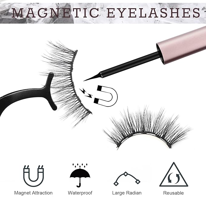 AROIC 10 Kinds of 3D 5D Magnetic Eyelash Kit with Different Density, Magnetic Eyelashes with 2 Eyelash Glue and 1 Tweezer, False Eyelashes for Women and Girls Natural Look No Glue Needed
