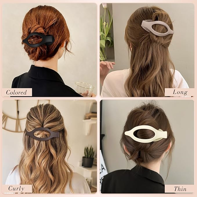 Obeoby 8 PCS Flat Hair Clips for Women, French Flat Claw Clips for Thin or Thick Hair Medium Large Hair Accessories Barrettes Duckbill Strong-Hold