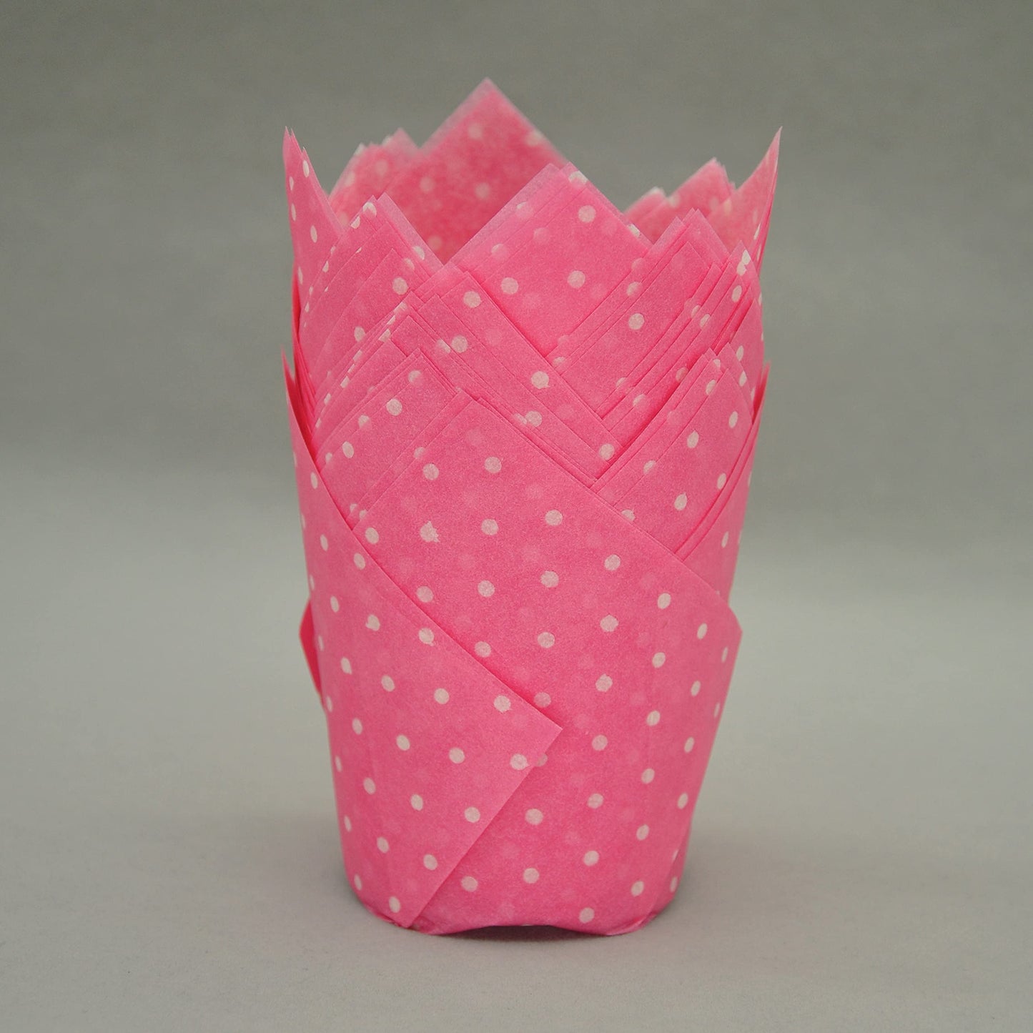 QLSmypkg Large Muffin Greaseproof paper Baking cupcake cups, 2-1/4" x 4" Pink printed with Polka Dot Tulip Baking Cup(Large) (125pcs)