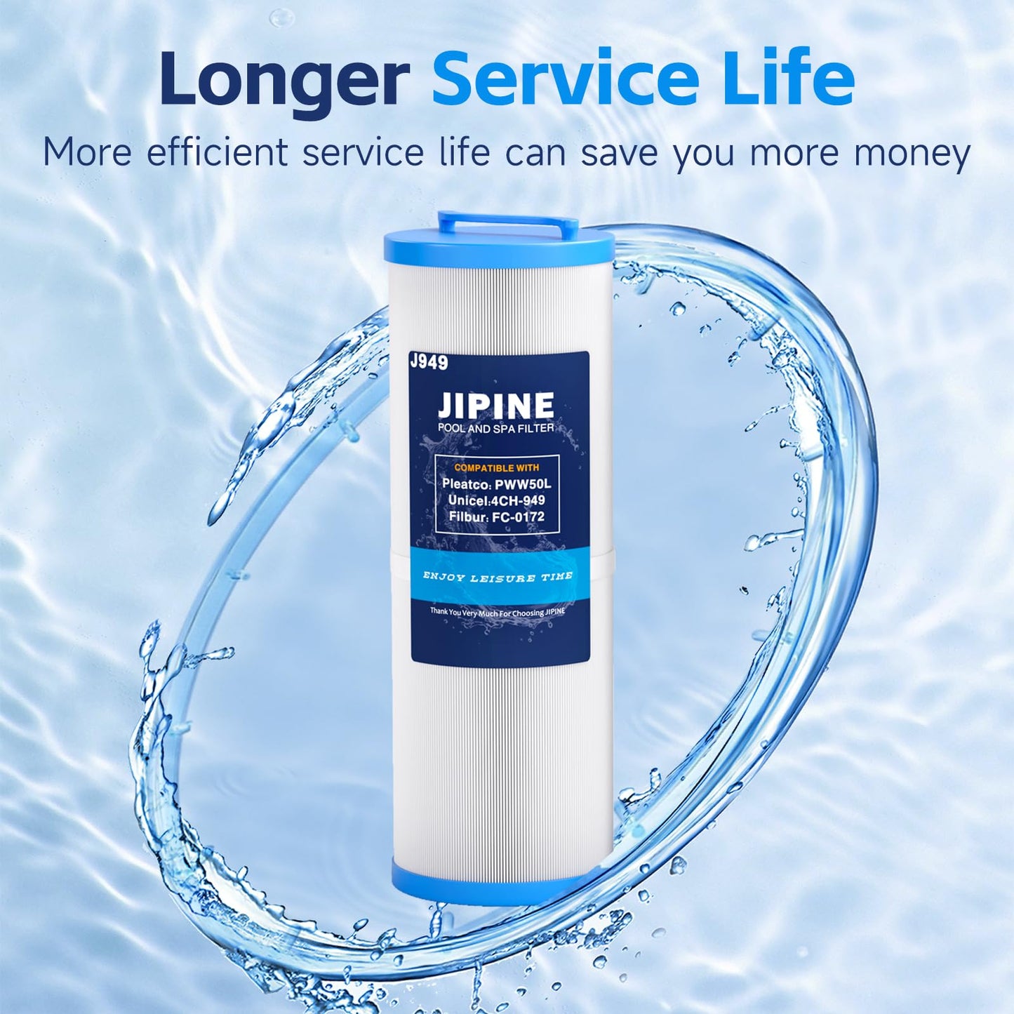 JIPINE 4CH-949 Spa Filter Replacement for Pleatco PWW50L, Cal spa Filter FIL50-5D13H15FCT-3, Filbur FC-0172, SD-01143, 817-4050, Waterway Teleweir 50, Rising Dragon 50, Hot Tub Filter 2 Pack