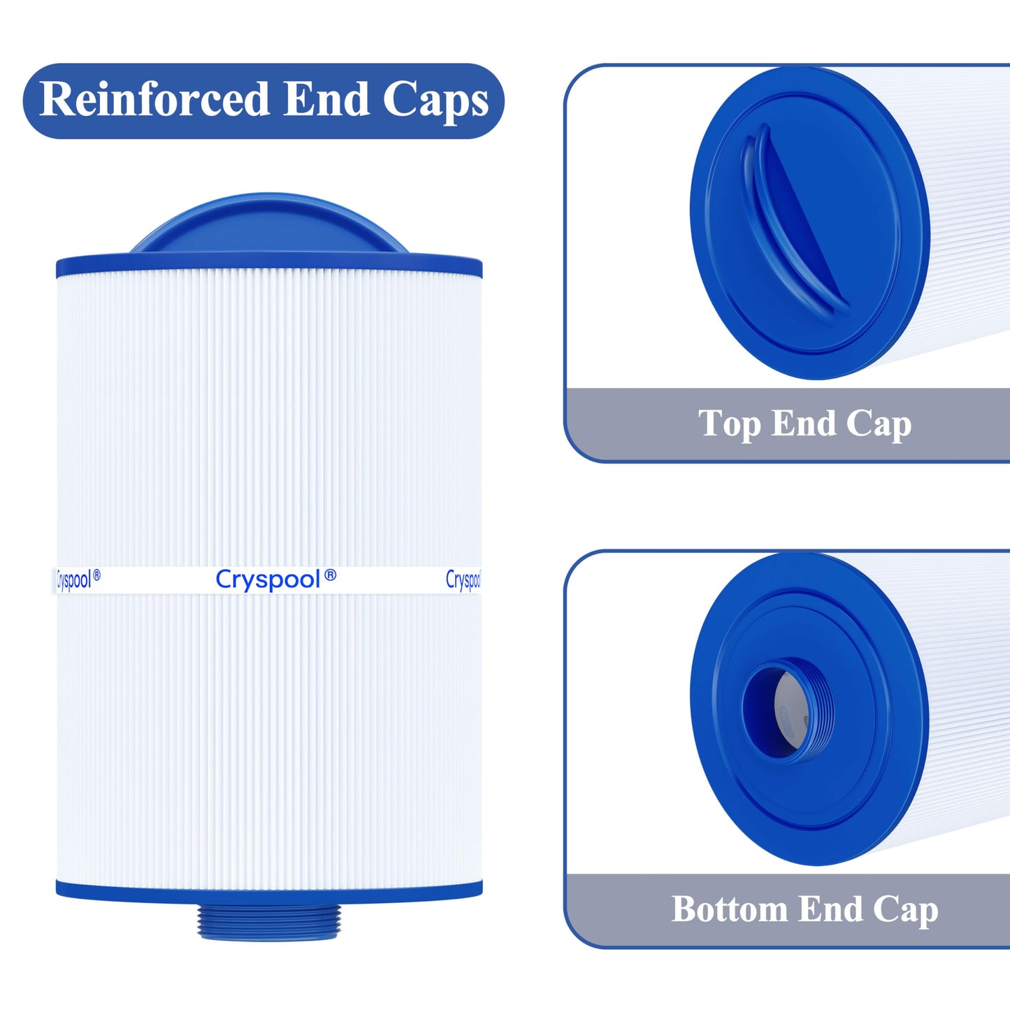 Cryspool® 05015 Spa Filter Compatible with 5CH-35, PMAX50P4, PAS35P, Maax 104309, FC-0300, 35 Sq. Ft hot tub Filter Cartridge, 1 1/2" MPT, 2 Pack