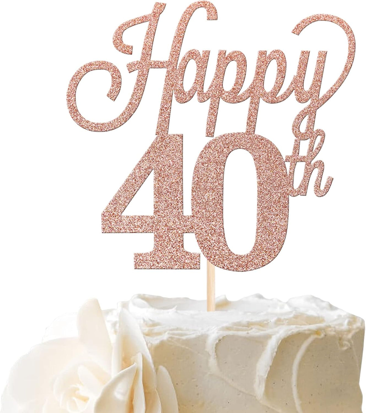 1 Pack Happy 40th Cake Topper Black Glitter Number 40 Forty Birthday Cake Pick Decorations for Cheers to 40 Years Old 40th Birthday Wedding Anniversary Party Supplies Rose Gold