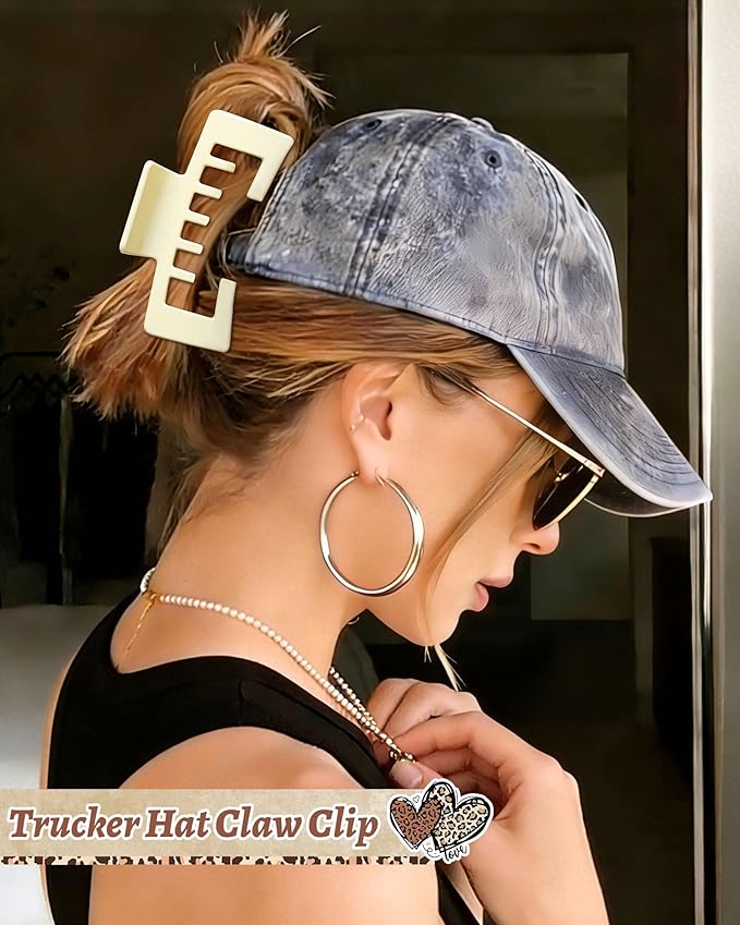 Hat-Friendly Claw Clips for Baseball Caps - 4 Pcs Trucker Hat Hair Clips for Women, Claw Clips for Thick Hair Hat Hairstyles, Gifts Hair Accessories