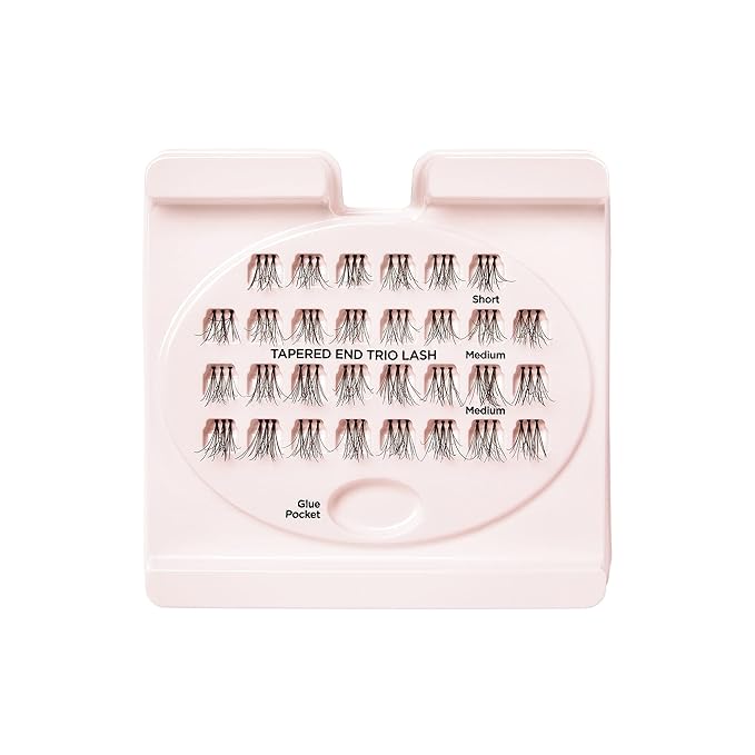 KISS Looks So Natural Trio Lash Medium Combo Pack, False Eyelashes with Tapered End Technology, 3D Lengths & Angles, Easy Grip Tray with Built-In Glue Pocket, 30 Trio Lashes in Short & Medium Lengths
