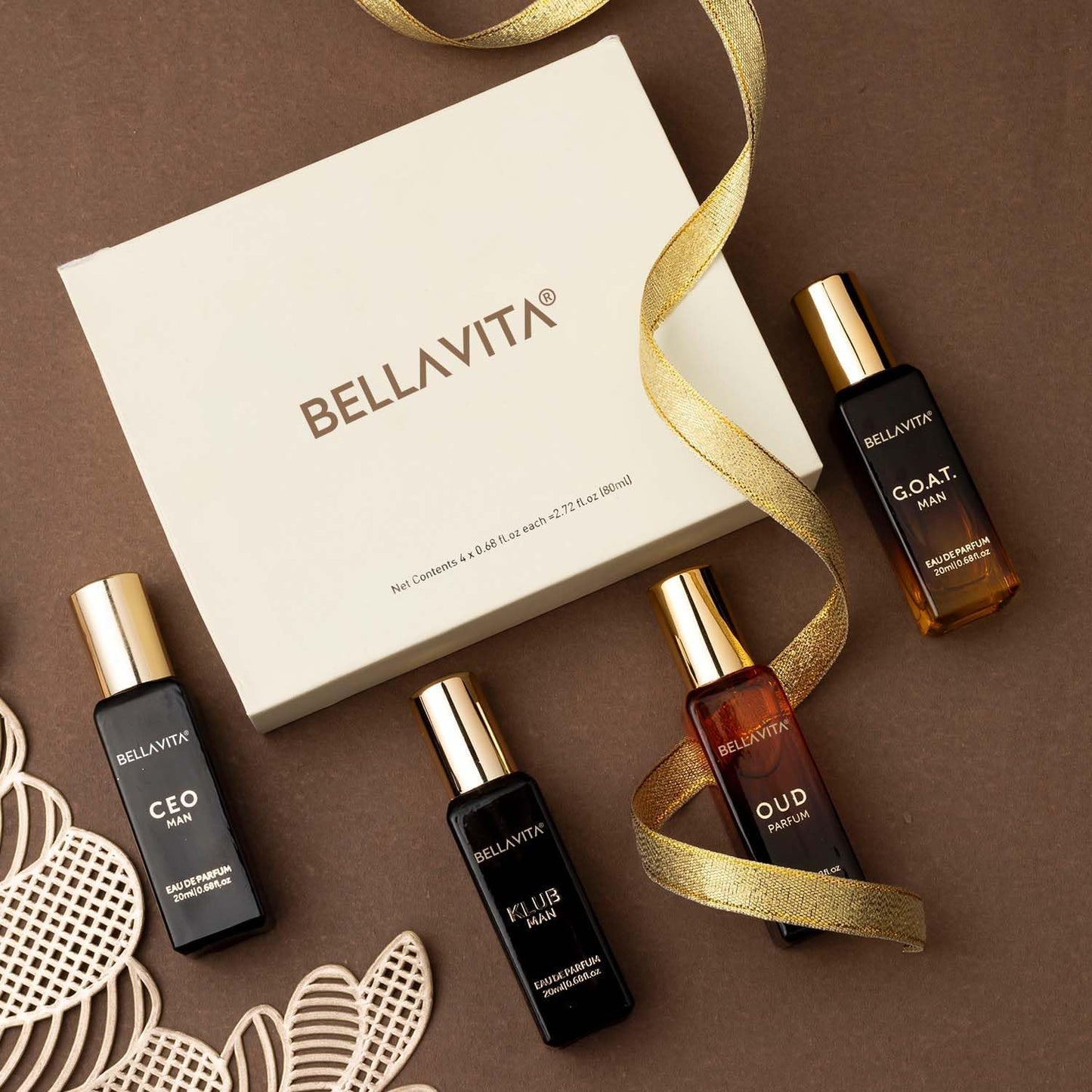Bellavita Luxury Men's Perfume Gift Set with CEO Man, G.O.A.T., Klub, and Oud | 80ml | Perfume for Men | Lavender, Patchouli, Lemon, and Caramel Notes | Long Lasting Men's Fragrance