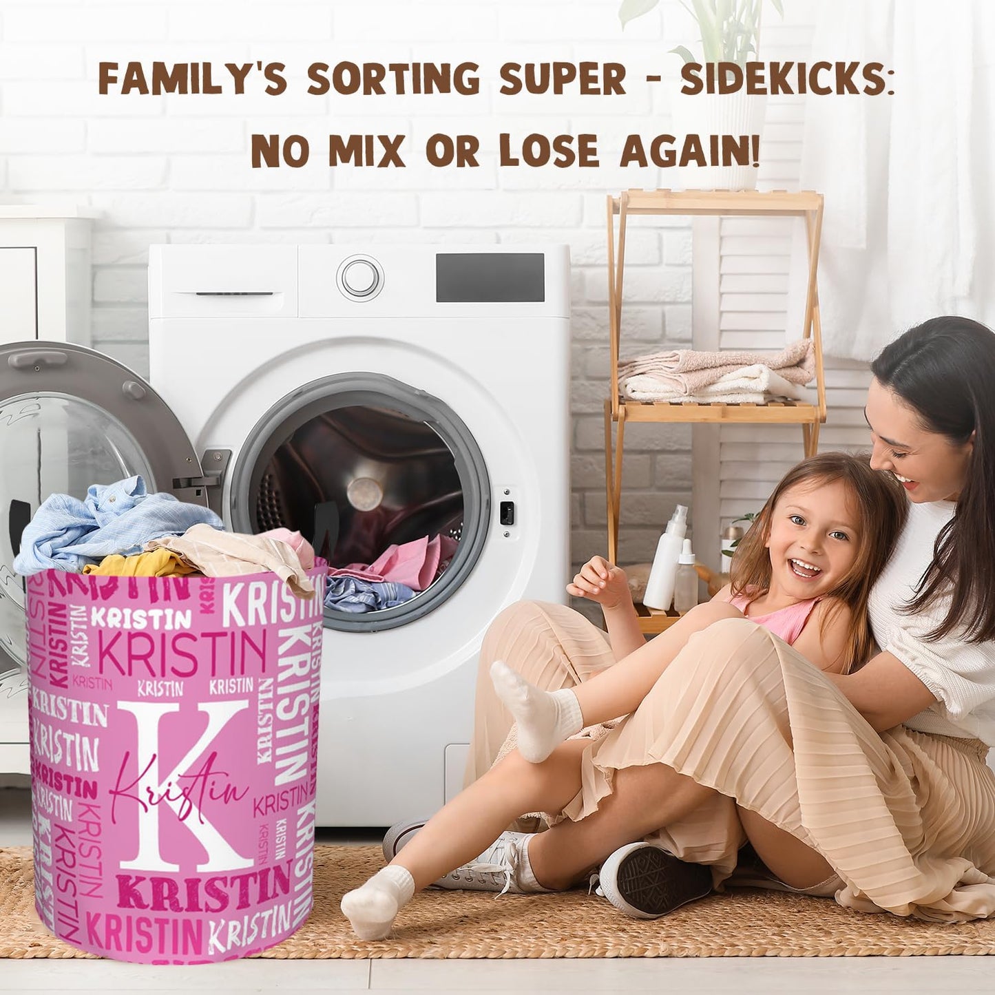 Custom Name Laundry Hamper, Personalized Laundry Basket with Name for Baby Boys Girls, Customized Collapsible Dirty Clothes Hamper Storage with Handles for Bedroom Bathroom Dorm Room Decor