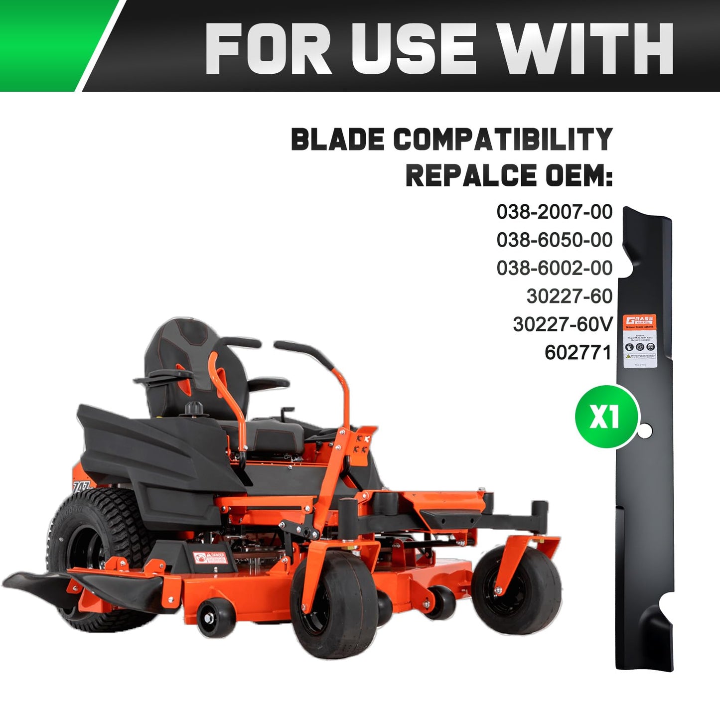 Grasscool 60 inch Maverick Zero Turn Mower Blades Compatible with Bad Boy ZT Elite Exmark Lazer Z Toro 60" Lawnmower Replace for 038-2007-00 038-6050-00 038-6060-00 (Circle Hole)