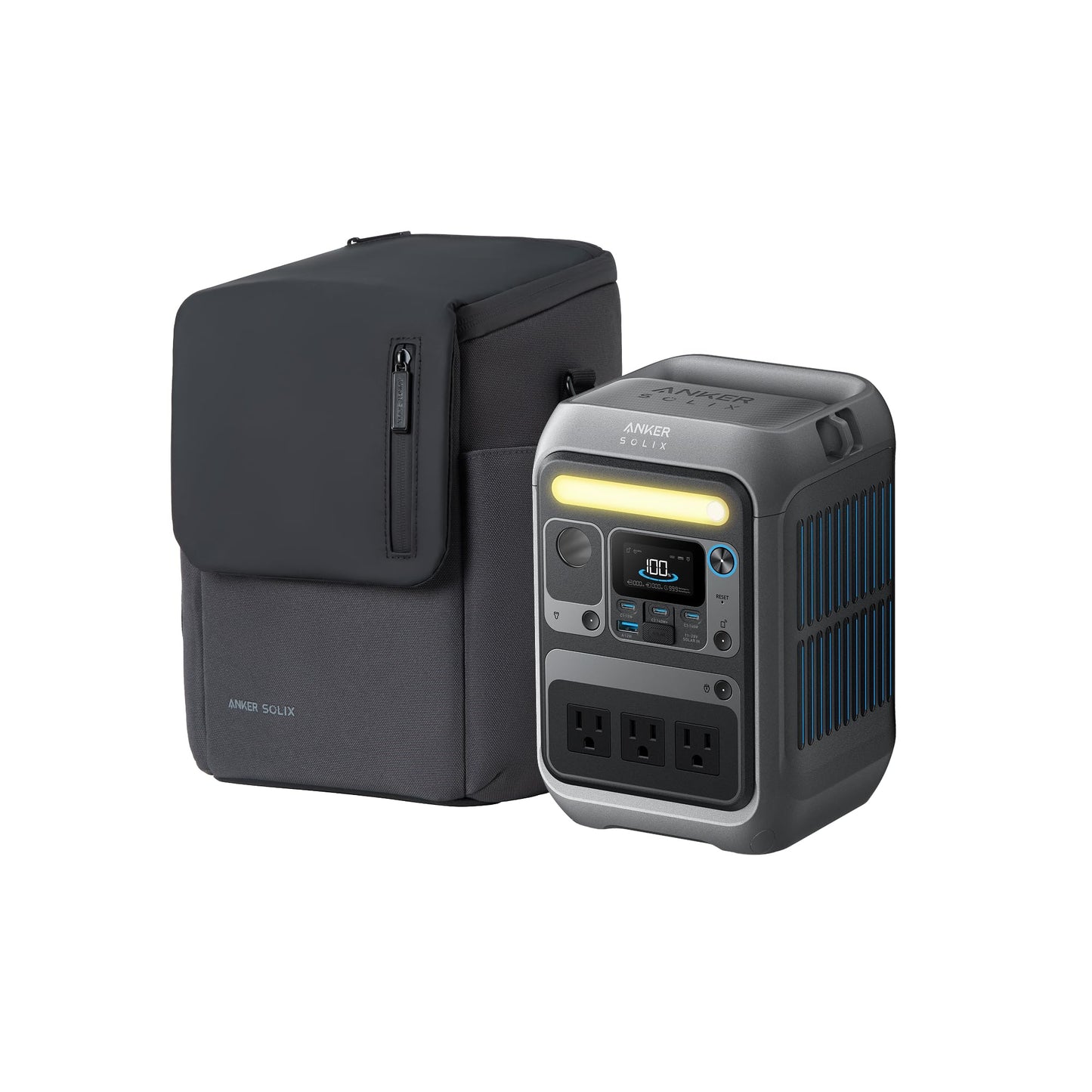 Anker Solar Generator SOLIX C300 with Protective Bag, 288Wh Portable Power Station, 300W (600W Surge), LiFePO4 Battery, 140W Two-Way Fast Charging, for Outdoor Camping, Traveling, and Emergencies