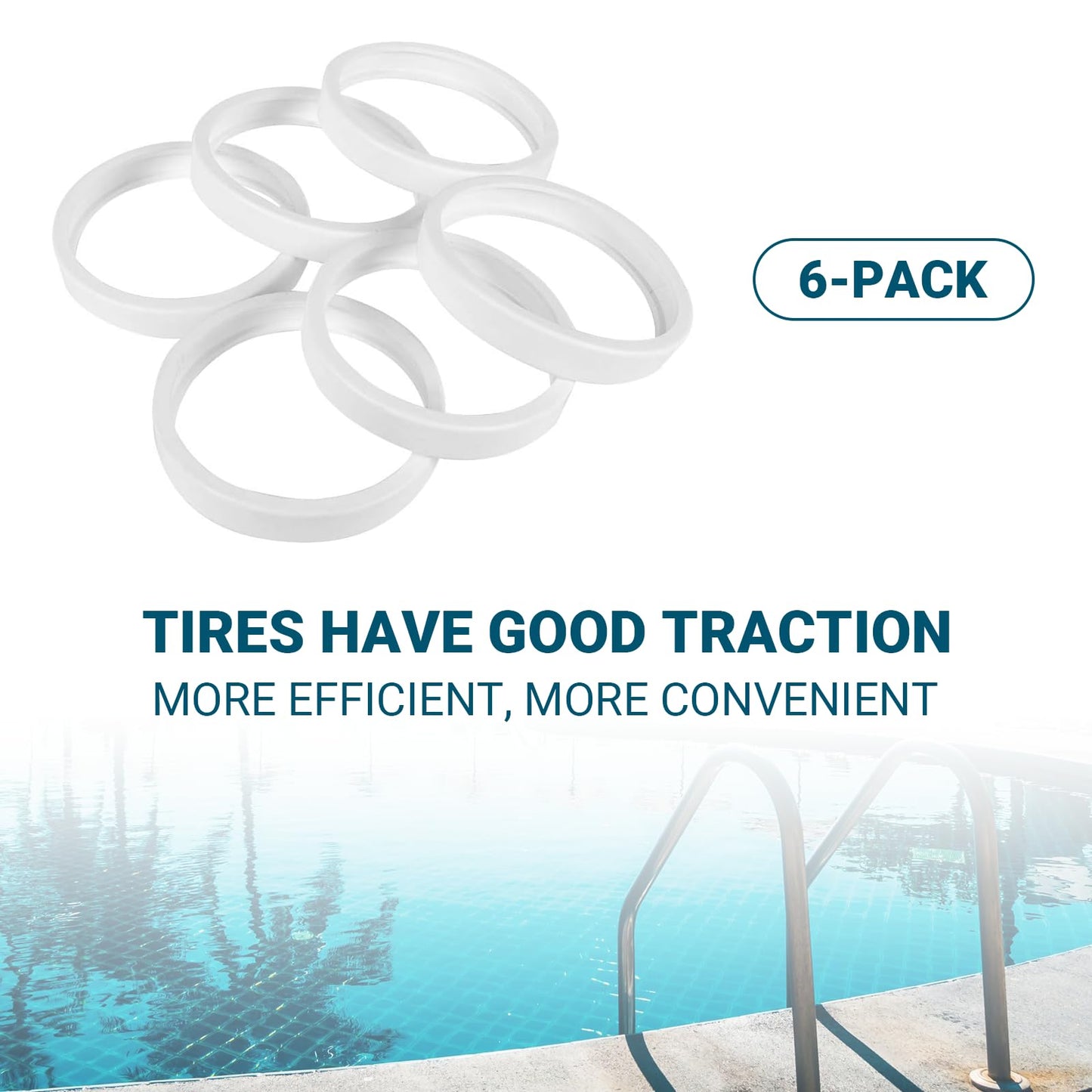 (6-Pack) The Exact Pool Cleaner Tire Replacement - Compatible with Polaris 180, 280, 360, 380, C10 and C-10 | Made of Premium, Heavy Duty Rubber - Improving The Parts Life Cycle by 50%
