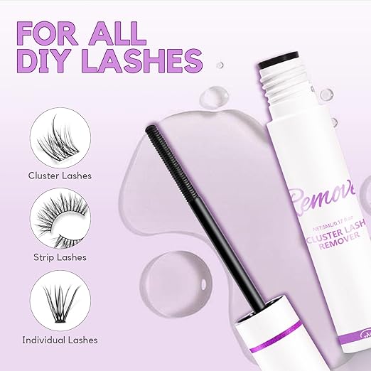 GAQQI Lash Glue Remover for Lash Clusters, Eyelash Remover for DIY Home Use, Gentle Formula for Sensitive Eyes, Quick & Deep Dissolving Adhesive, 5ml