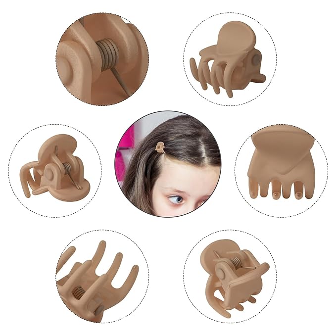 YOHAMA 36 pcs Khaki Mini Hair Clips, Durable and Strong Tiny Hair Claw Claw Clips for Women and Men, Multifunction Matte Hair Claw Good for Decroation Buns, Pining Bangs, Design Kids Hairstyles.
