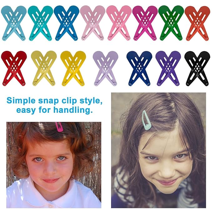 BetyBedy 60 Pcs Hair Barrettes, Non-Slip Hair Clips, 2 Inch Metal Hairpins Accessories for Toddlers, Girls, Kids, Teens, Women (15 Assorted Colors)