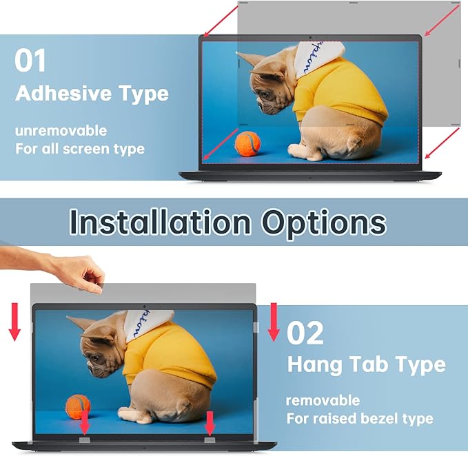 IPROKKO Laptop Privacy Screen 14 Inch 16:9 Aspect, Compatible with HP, Dell, Acer, Asus, Samsung, Lenovo Yoga & More, Removable Anti Blue Light Glare Spy Computer Monitor Filter Security Shield