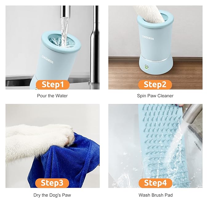 DOGNESS W01 Automatic Dog Paw Cleaner for Small to Medium Dogs (Light Blue)