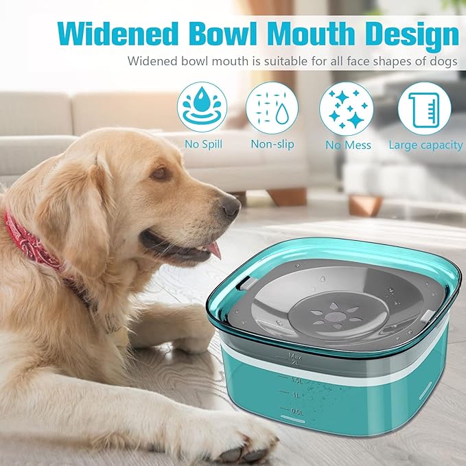 UPSKY 70oz Dog Water Bowl 2L No Spill Dog Bowls Large Capacity Spill Proof Slow Water Feeder, No Splash Dog Bowl Pet Water Dispenser Vehicle Carried Travel Slow Drinking Bowls for Messy Drinkers, Cats