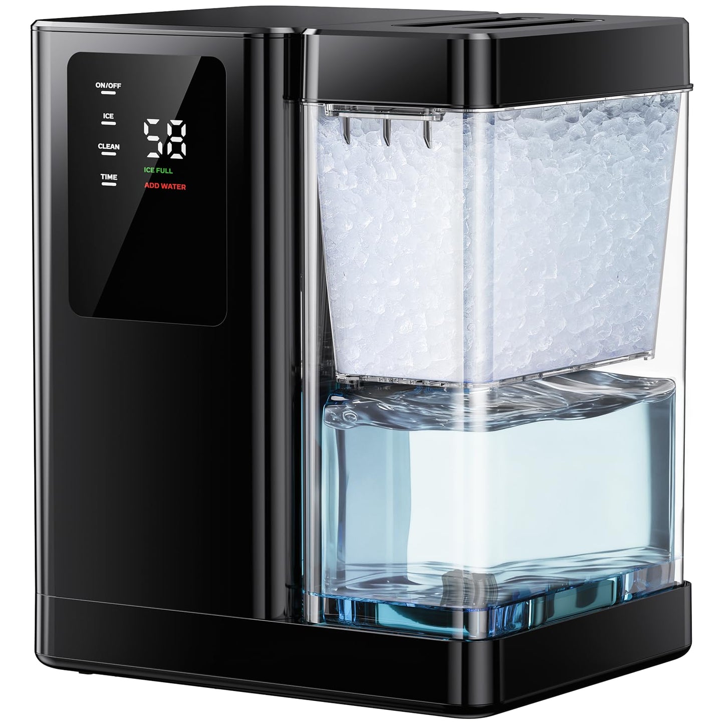 Ciays Nugget Ice Maker Countertop with 3L Detachable Water Tank and Timer Function, Pebble Ice Maker 35 lbs/24H Soft Chewable Ice, Self Cleaning Ice Machine for Kitchen, Party and Office