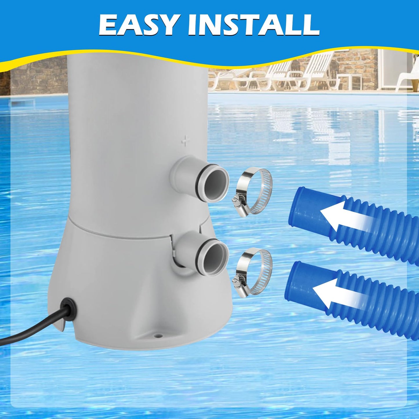 2 Pcs 1.25" Pool Hose, 59" Long Accessory Pool Pump Replacement Hoses, Compatible with All Above Ground Pool Filter Pumps that Use 1 1/4 Diameter Hoses