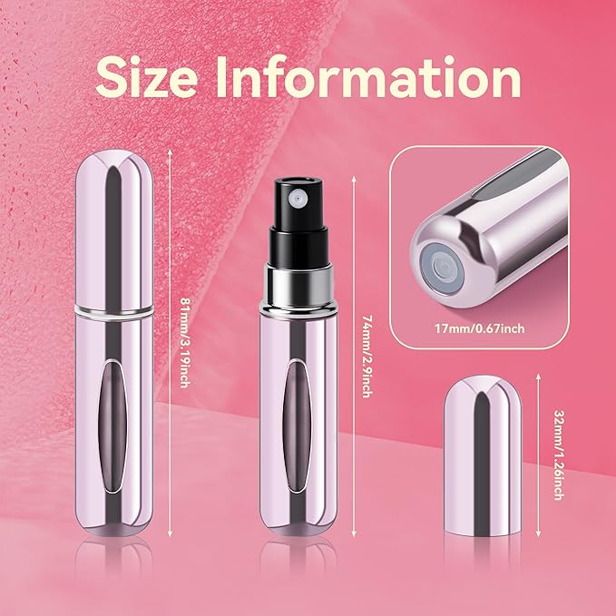 Refillable Perfume Portable Atomizer Bottle Refillable Perfume Spray, Travel Perfume (5ml, 4 Pack) (Purple, Pink, Green, Red)