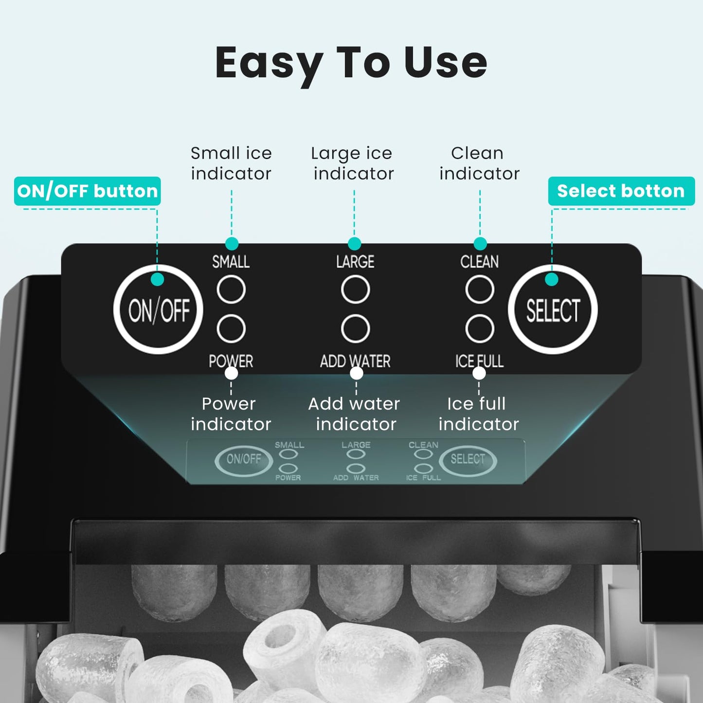OLIXIS Ice Maker Machine with Handle,26lbs in 24Hrs,9 Ice Cubes in 6 Mins,Auto-Cleaning Portable Ice Maker with Basket and Scoop, Countertop Ice Maker for Home/Kitchen/Camping/RV, Sleek Black