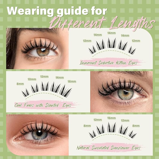 KEYYOU Bunny lash clusters manga lash clusters C Curl bunny lashes anime lashes Wispy Natural Invisible Band Lash with Waterproof DIY Lash Extension at Home(Bunny-8-18MIX)