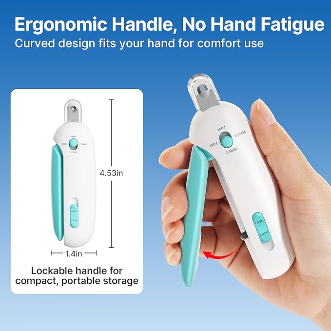 Potaroma Cat Nail Clipper with Adjustable 3-Size Trimming Hole & Hidden Nail File | Safe Toenail Trimmer for Kittens & Indoor Cats | Anti-Splash Claw Cutter for Grooming (Blue)