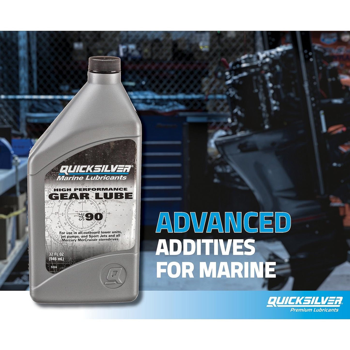 Quicksilver High Performance SAE 90 Gear Lube for Mercury Outboards and MerCruiser Sterndrives, 2.5 Gallon