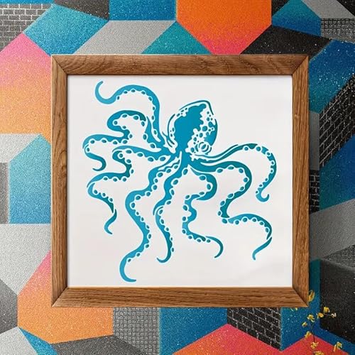 Octopus Wall Stencils Template Reusable Spray Paint Stencils for Craft Painting On Wood Craft Canvas Walls Wood Furniture Decorations DIY Scrapbooking