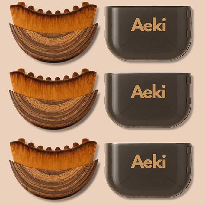 Aeki Lymphatic Contour Face Brush - Reduces Puffiness & Restores Definition, Aeki Lymphatic Face Brush, 100% Gentle & Soft on Skin | Naturally Sculpted Look,Aekii Facial Brush (3 Set)