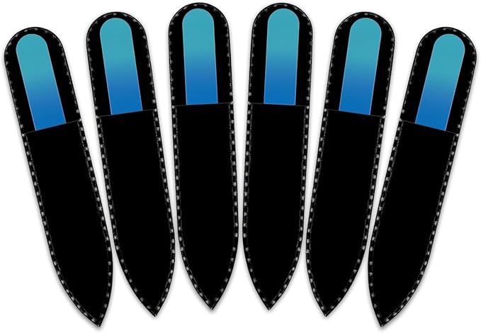 Mont Bleu Rainbow Crystal Nail File in Black Pouch - Small/Purse Size - Czech Tempered Glass - Handmade in Bohemia (Czech Republic)