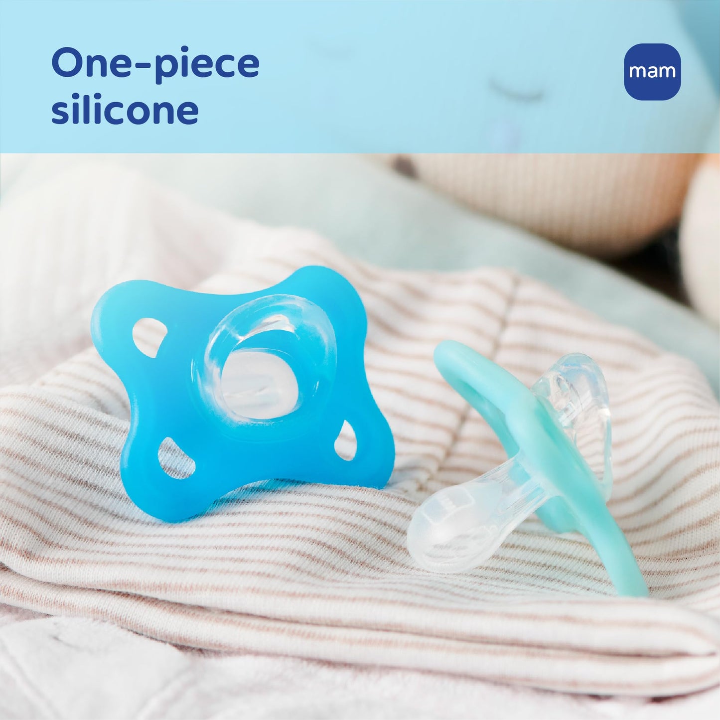 MAM Comfort Baby Pacifier 0-3 Months, Specially for Smaller Newborn Mouths, Lightweight One-Piece BPA-Free Silicone,Easy to Clean, Best for Breastfed Babies, 4 Pk, Made in Europe