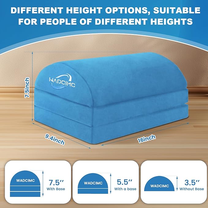 Foot Rest for Under Desk at Work, Foot Stool with Washable Cover, Comfortable Office Desk Accessories, Footrest with 3 Adjustable Heights, for Offices Gaming Chair, for Leg Support, Blue