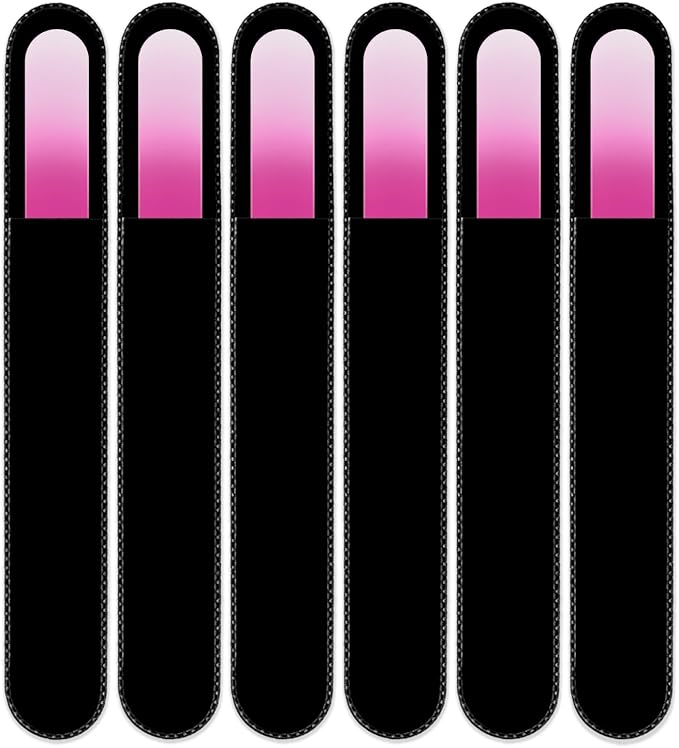 Mont Bleu Rainbow Crystal Nail File in Black Pouch - Large/Professional Size - Czech Tempered Glass - Handmade in Bohemia (Czech Republic)